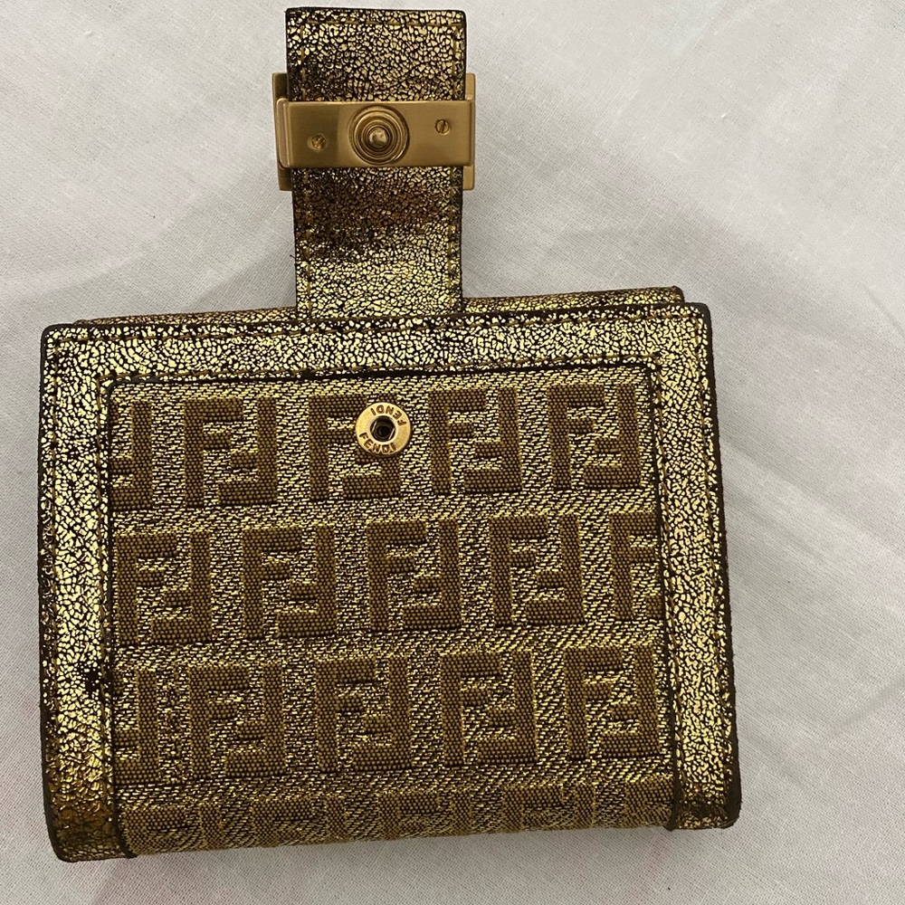 FENDI Zucchino Small Compact Metallic Jacquard Wallet - Picture 4 of 16